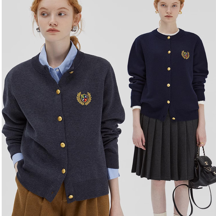 Áo Len Áo cadigan len chữ thêu tiểu thư phong cách học sinh Hàn quốc áo khoác cardigan áo cardigan Thời trang hàn quốc A21K0I3