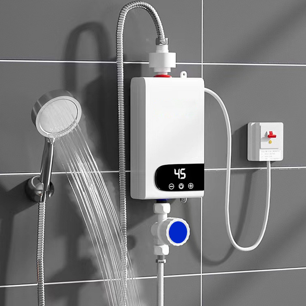 ▲220V Điện Tankless Máy Nước Nóng 4500W Liền Cho Nhà Tắm Vệ Sinh Phích Cắm Châu Âu