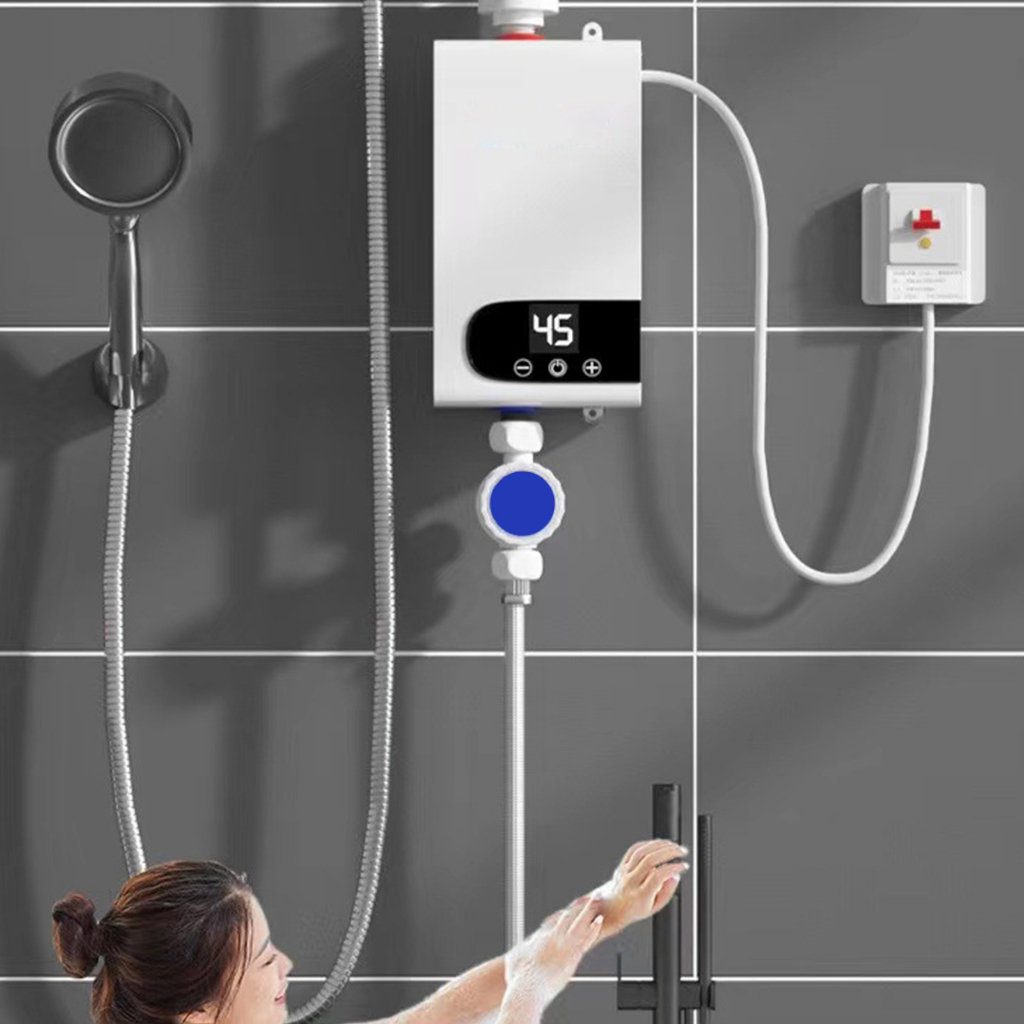 ▲220V Điện Tankless Máy Nước Nóng 4500W Liền Cho Nhà Tắm Vệ Sinh Phích Cắm Châu Âu