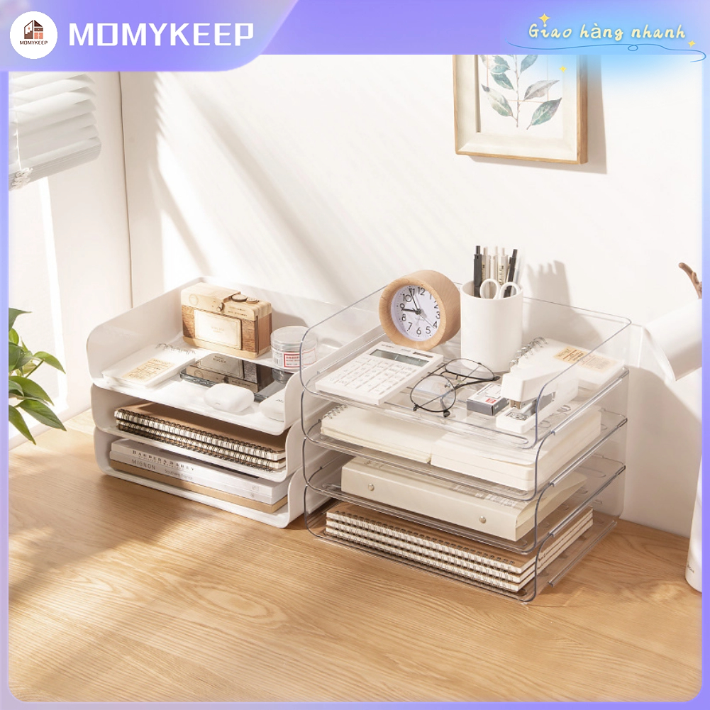 Máy Tính Để Bàn Hộp Lưu Trữ Đựng Văn Phòng Nhà Có Thể Xếp Chồng Bên Tổ Chức Tài Liệu Cho Tập Tin Notebook 【MOMYKEEP】