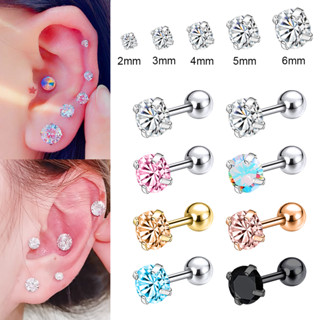 1 Khuyên Tai Dạng Hạt Tròn Nhỏ Bằng Thép Không Gỉ 20g 2 / 3 / 4 / 5 / 6mm