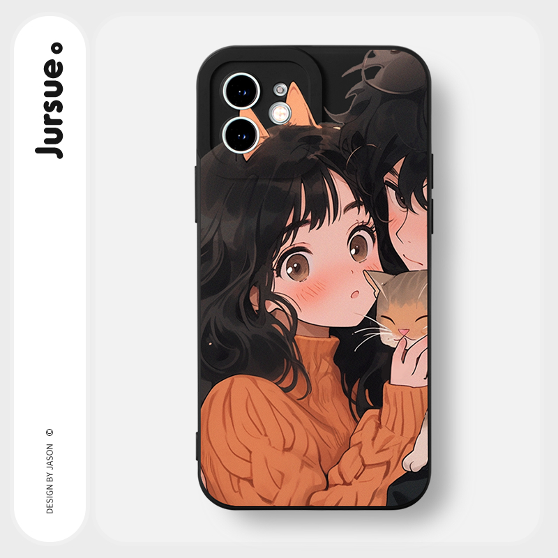 Ốp lưng JURSUE mềm hoạt hình cặp đôi dễ thương đẹp Cho IPHONE 15 14 13 12 11 PRO MAX SE 2020 X XR XS ip 8 7 6 6S PLUS Y4098