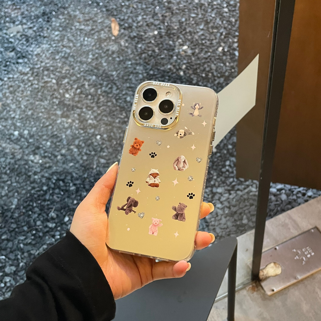 Ốp Điện Thoại imd Mềm Mạ Điện Họa Tiết Động Vật Hoạt Hình Cho iphone 15 pro max 14 pro 13 pro max 12 pro iphone 11