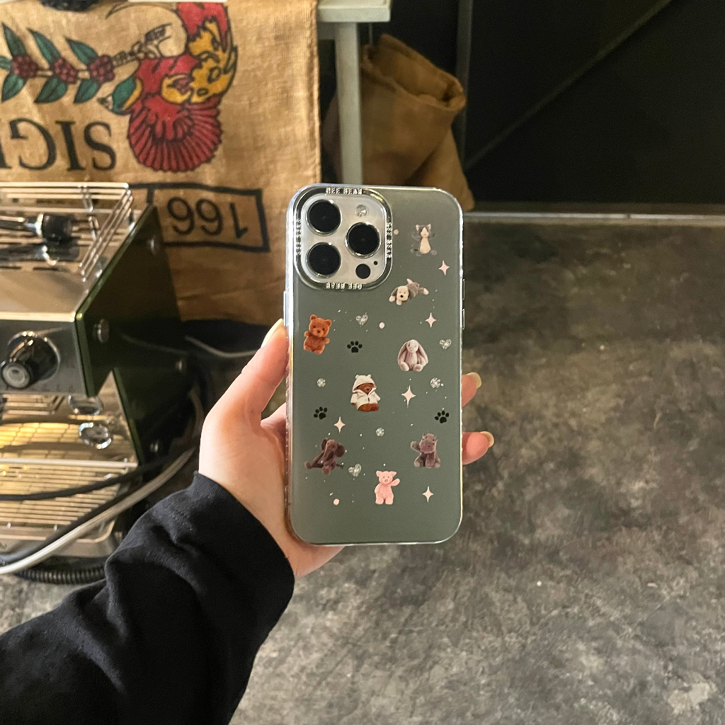 Ốp Điện Thoại imd Mềm Mạ Điện Họa Tiết Động Vật Hoạt Hình Cho iphone 15 pro max 14 pro 13 pro max 12 pro iphone 11