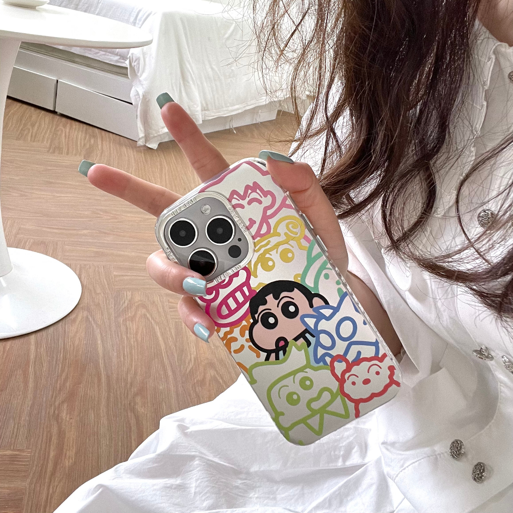 Ốp Điện Thoại imd Mềm Mạ Điện Hai Mặt Họa Tiết Cậu Bé Bút Chì Cho iphone 15 pro max 14 pro 13 pro max 12 pro iphone 11