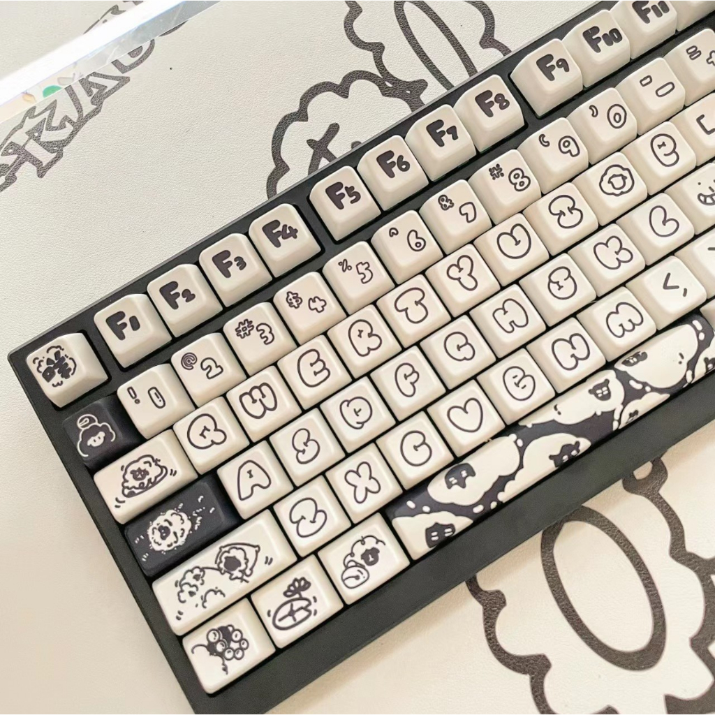 134 Phím Cừu phiêu lưu Keycaps MDA Năm mặt thăng hoa nhiệt Dễ Thương 61/64/68/75/84/87/104/108 Dễ Thương PBT Dye Sub Bàn Phím Cơ Keycap