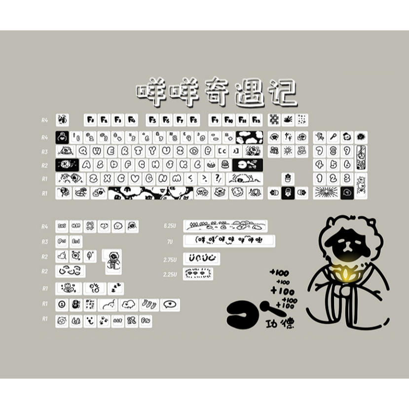 134 Phím Cừu phiêu lưu Keycaps MDA Năm mặt thăng hoa nhiệt Dễ Thương 61/64/68/75/84/87/104/108 Dễ Thương PBT Dye Sub Bàn Phím Cơ Keycap