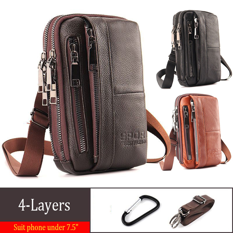 Túi Da Bò Đựng Điện Thoại Đeo Hông fp382 Nhiều Ngăn Thời Trang Cho Nam