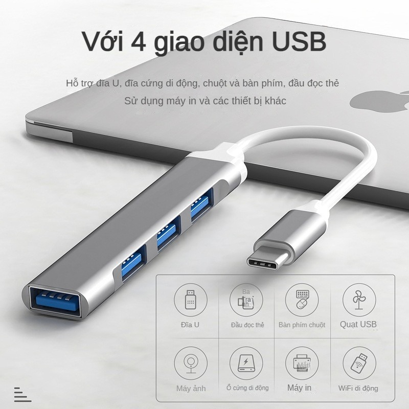 Hub type C, hub usb 4 trong 1 mở rộng kết nối cho pc, laptop, macbook, điện thoại