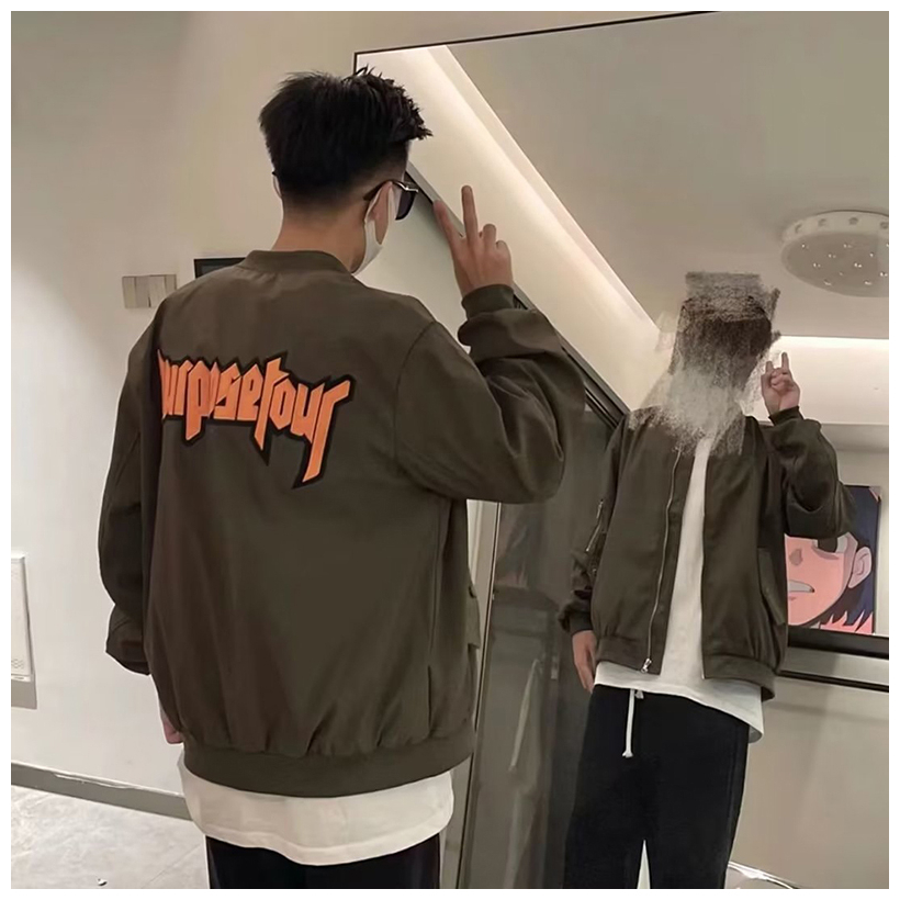 Áo Khoác Bóng Chày Dáng Rộng Thêu Chữ Phong Cách Đường Phố Mỹ Cho Nam