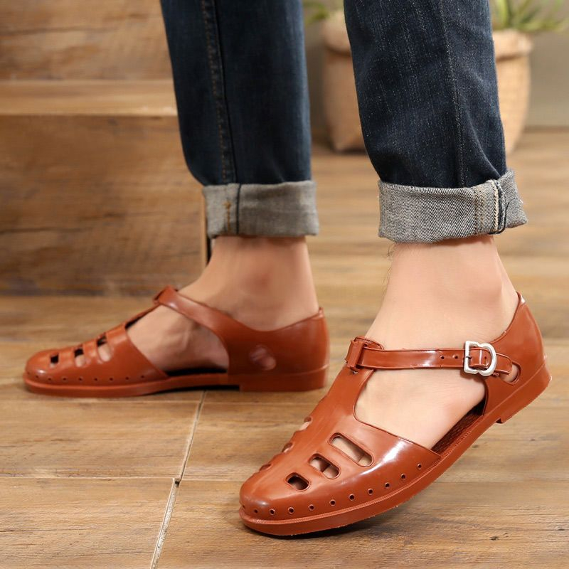 HUAHUA  Xăng đan Nhựa Cao Su Thiết Kế Đục Lỗ Thời Trang Vintage Việt Nam