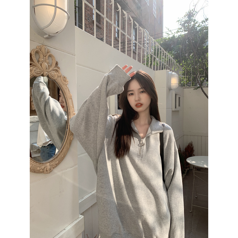 Áo sweater YEYA cổ polo tay dài phong cách Hàn Quốc thời trang đơn giản dành cho nữ