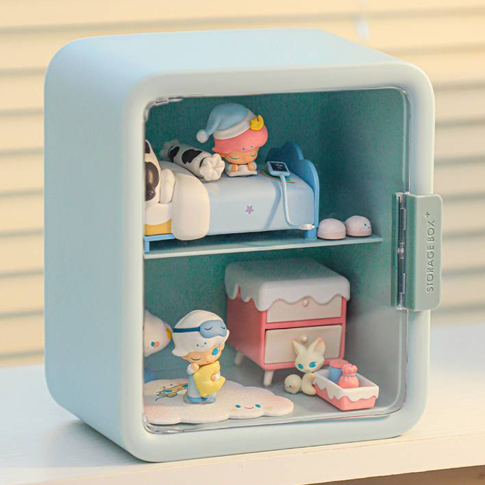 Hộp lưu trữ hình Hộp trưng bày hình Phòng búp bê Tủ trưng bày Hộp lưu trữ 2 lớp Cửa trong suốt