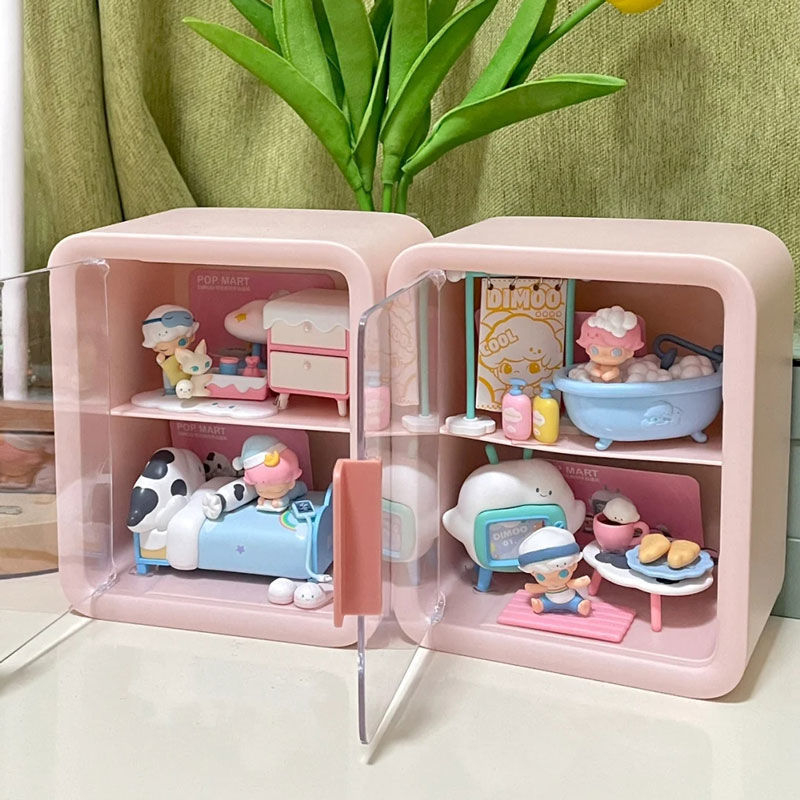 Hộp lưu trữ hình Hộp trưng bày hình Phòng búp bê Tủ trưng bày Hộp lưu trữ 2 lớp Cửa trong suốt