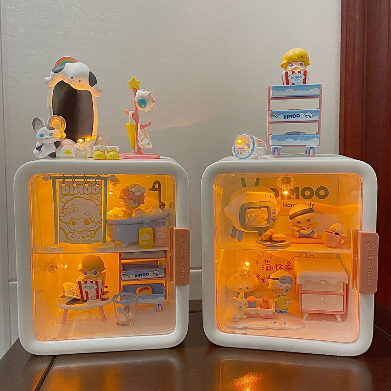 Hộp lưu trữ hình Hộp trưng bày hình Phòng búp bê Tủ trưng bày Hộp lưu trữ 2 lớp Cửa trong suốt