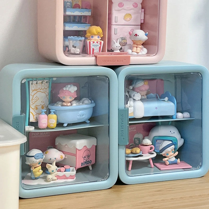 Hộp lưu trữ hình Hộp trưng bày hình Phòng búp bê Tủ trưng bày Hộp lưu trữ 2 lớp Cửa trong suốt