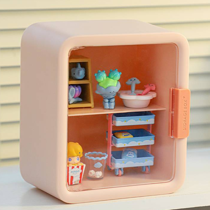 Hộp lưu trữ hình Hộp trưng bày hình Phòng búp bê Tủ trưng bày Hộp lưu trữ 2 lớp Cửa trong suốt