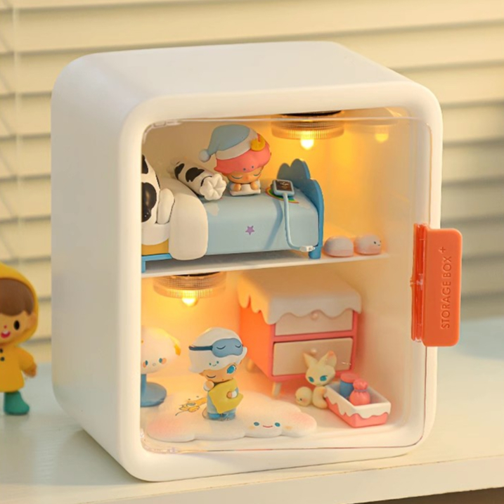 Hộp lưu trữ hình Hộp trưng bày hình Phòng búp bê Tủ trưng bày Hộp lưu trữ 2 lớp Cửa trong suốt