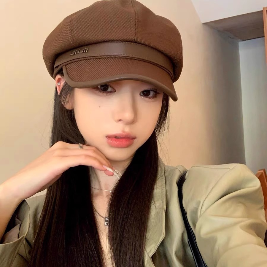 Mũ beret Màu Đen Phong Cách retro Nhật Bản Cao Cấp