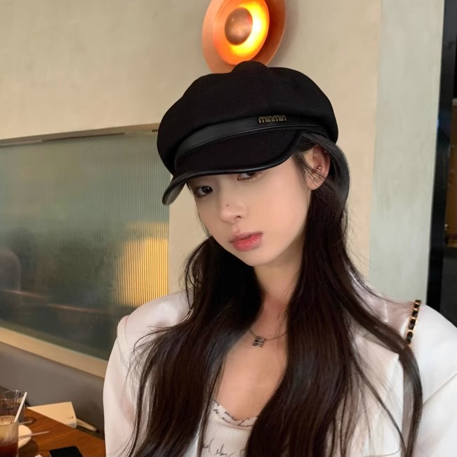 Mũ beret Màu Đen Phong Cách retro Nhật Bản Cao Cấp