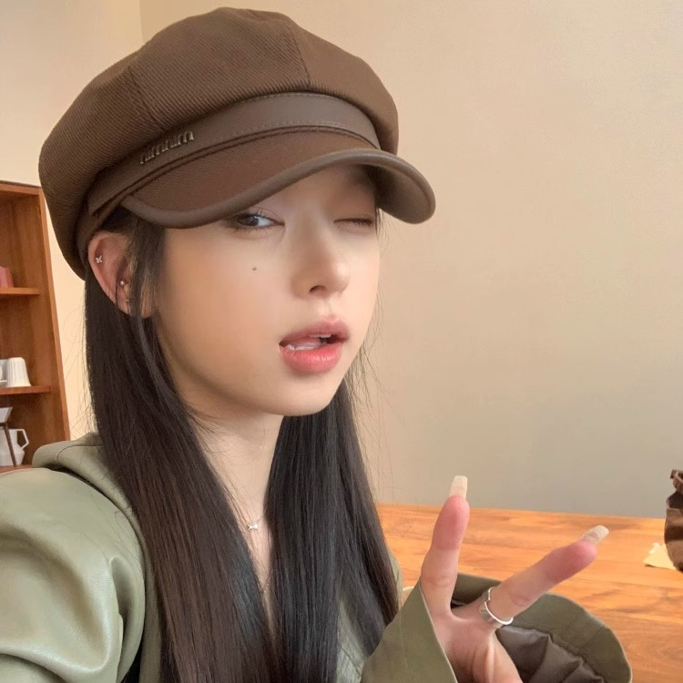 Mũ beret Màu Đen Phong Cách retro Nhật Bản Cao Cấp