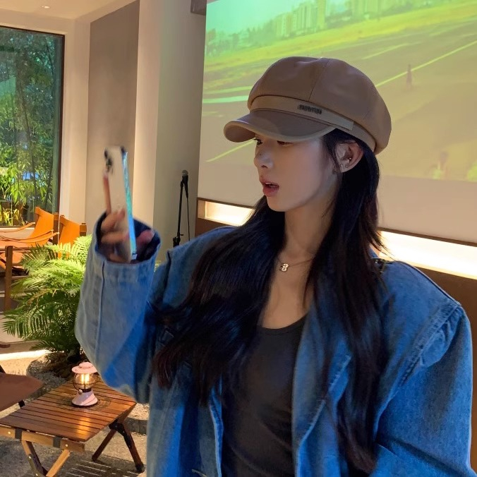 Mũ beret Màu Đen Phong Cách retro Nhật Bản Cao Cấp