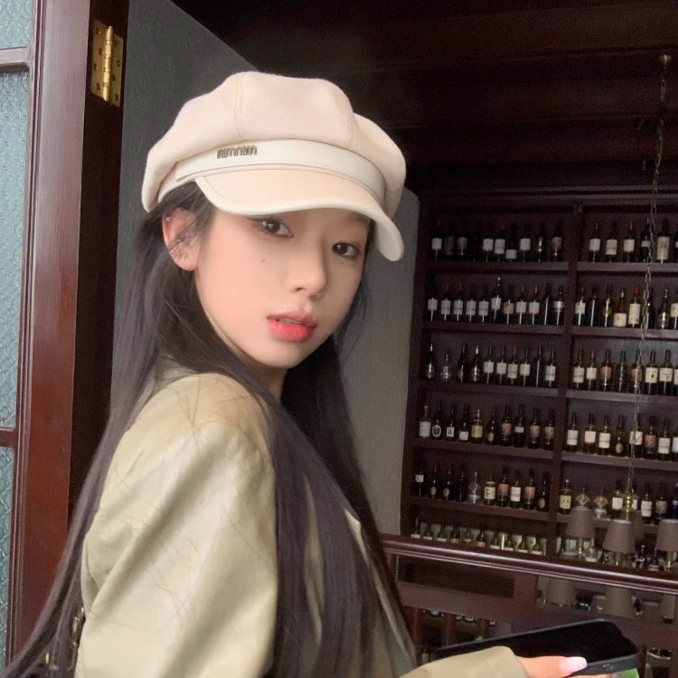 Mũ beret Màu Đen Phong Cách retro Nhật Bản Cao Cấp