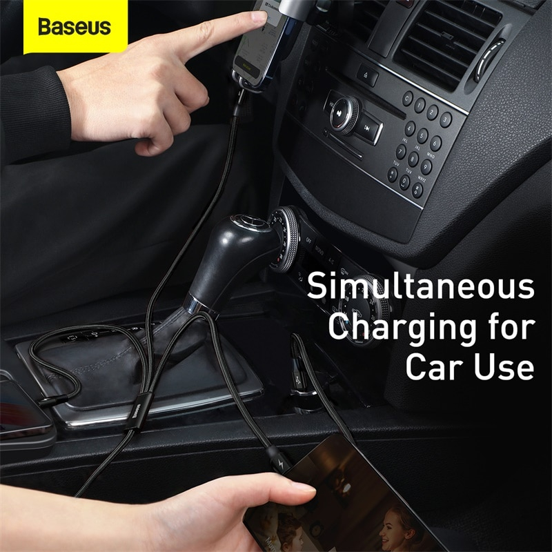 Baseus Dây Cáp Sạc 20w 1.5m pd 3 Trong 1 usb type c Cho iphone 14 12 xs max macbook ipad pro samsung xiaomi micro usb
