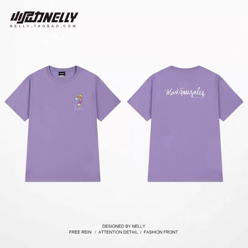 NELLY Áo Thun Cotton Tay Ngắn Dáng Rộng Thời Trang Unisex Cho Nam Và Nữ 9471