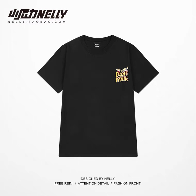 NELLY Áo Thun Cotton Ngắn Tay Dáng Rộng Phong Cách Unisex Cho Nam Và Nữ 9880