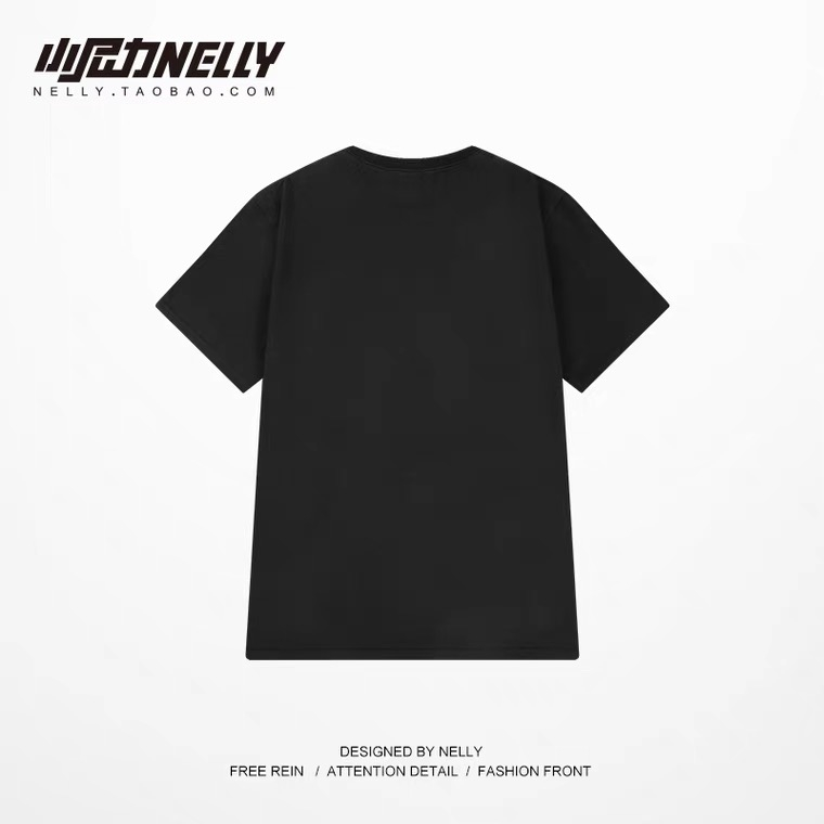 NELLY Áo Thun Cotton Ngắn Tay Dáng Rộng Phong Cách Unisex Cho Nam Và Nữ 9880