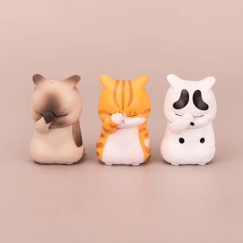 1 Mô Hình Mèo gato de la suerte escultura mini 5cm Trang Trí Tiểu Cảnh