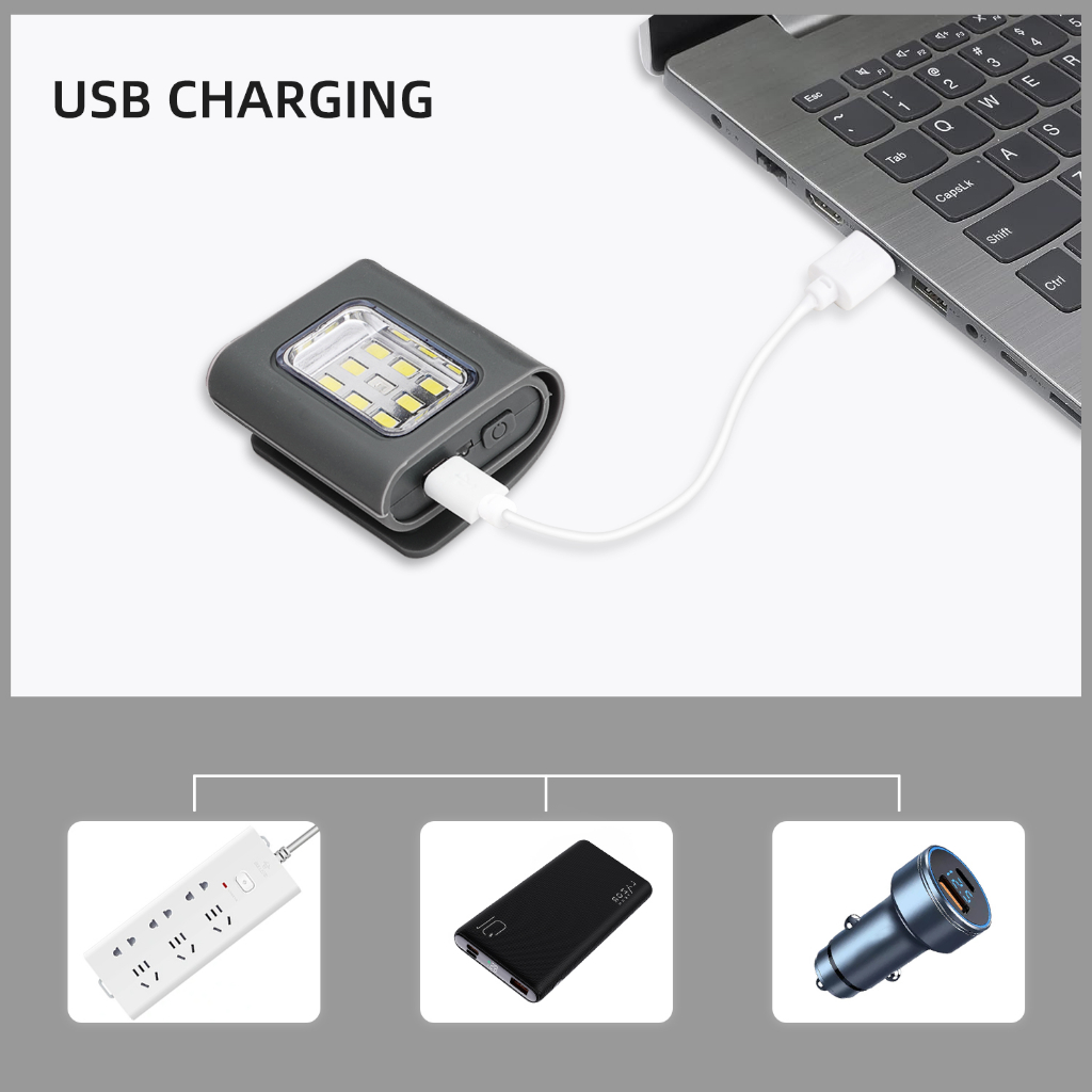 Bộ 2 Đèn led Cảnh Báo Chạy Bộ Sạc usb-c Rảnh Tay Cho Ánh Sáng Ban Đêm Có Kẹp Nam Châm Mạnh