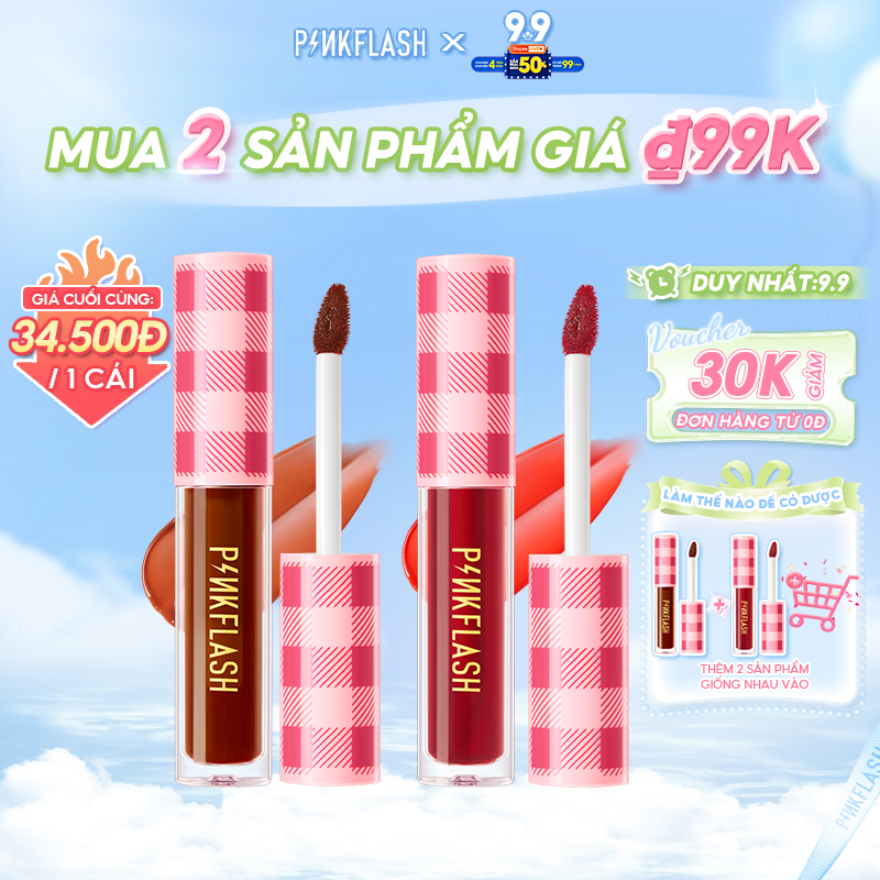 PINKFLASH WaterColor Son Tint Lì Công thức gốc nước Mềm mại thoáng mát Chống chuyển màu Chống thấm Độ ẩm Không gánh nặng Không bết dính Lâu trôi