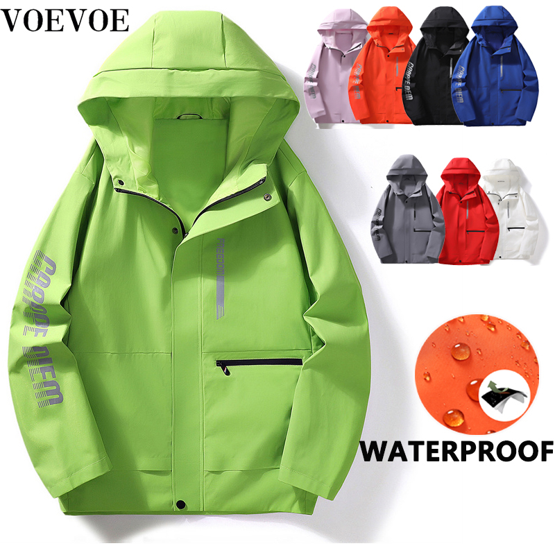 Voevoe Áo Khoác Gió Chống Thấm Nước Có Mũ Trùm Thời Trang Dành Cho Cặp Đôi