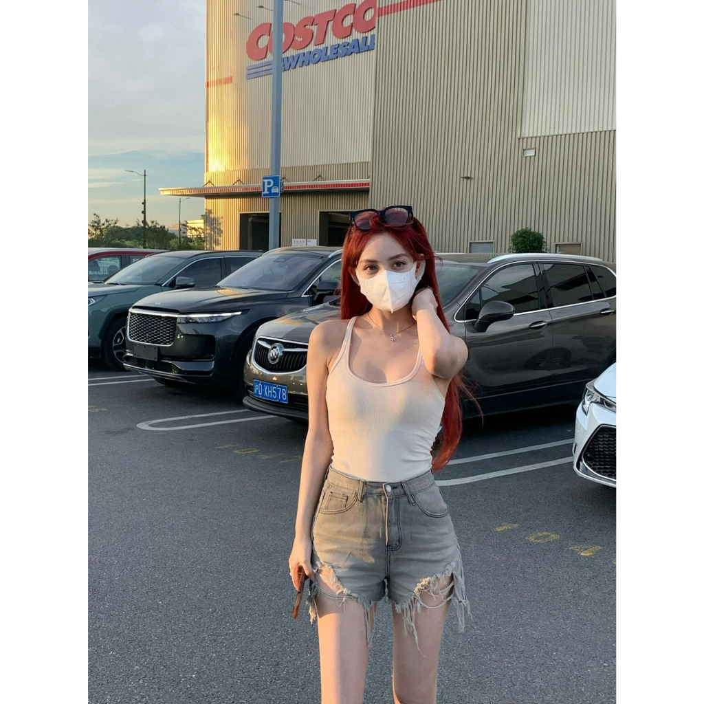 Xiaozhainv Áo Croptop Sát Nách Ôm Dáng Co Giãn Tốt Thời Trang Mùa Hè 4 Màu Sắc Lựa