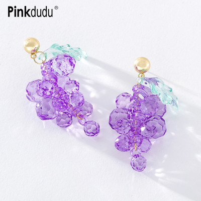 Bông Tai Dây Xích Bằng Hợp Kim Acrylic Hình Chùm Nho Màu Tím Phong Cách Nhật Bản Ngọt Ngào Sáng Tạo Cho Nữ PD1360