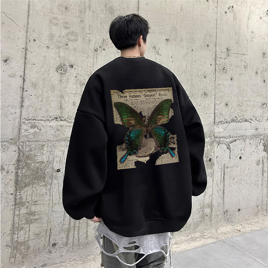 Áo sweater nam BEEYANBUY áo nỉ tay dài boy phố in hình unisex 100% cotton-B0093