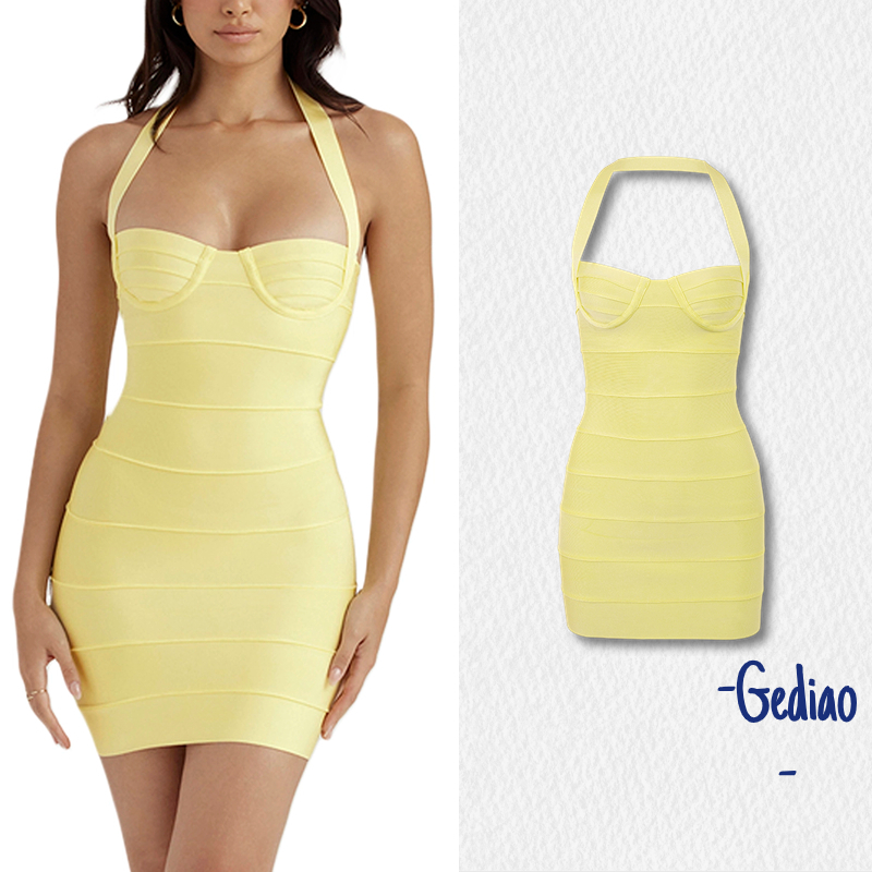 Thanh niên-phụ nữ bodycon dress không tay halterneck backless solid slim fit mini dress clubwear