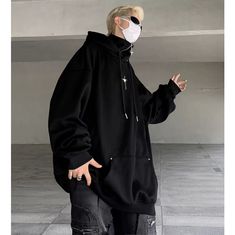 Mới Áo hoodie Dáng Rộng Phối Khóa Kéo áo hoodie form rộng Phong Cách hip hop áo hoodie nữ Thời Trang áo hoodie Nam Nữ