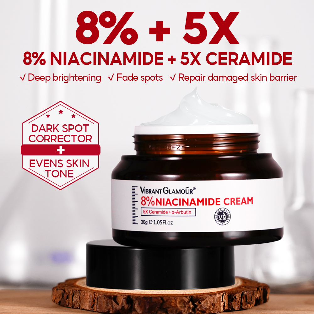 Kem Dưỡng Da Ban Ngày VIBRANT GLAMOUR 8% Niacinamide 5X Ceramide Dưỡng Ẩm Làm Sáng Da 30g