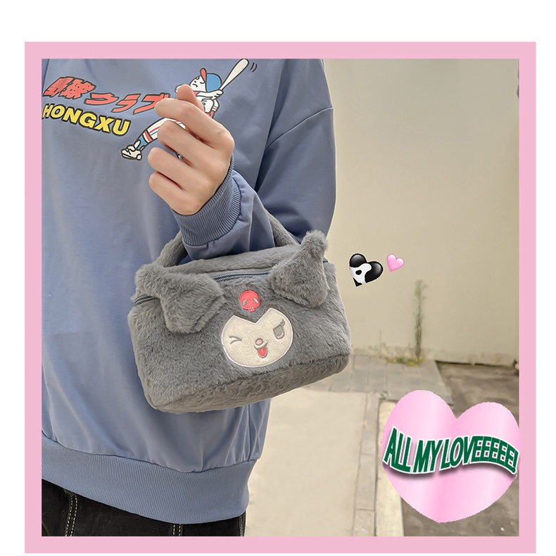 Túi Xách Lông Nhung Mềm Mại Kiểu Hoạt Hình Xinh Xắn Phong Cách lolita Nhật Hàn
