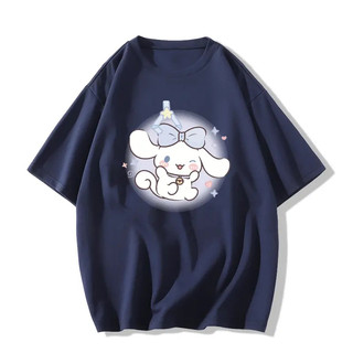 SELVZE Áo Thun cotton Tay Ngắn Dáng Rộng In Họa Tiết Hoạt Hình Phong Cách vintage Dễ Thương Cho Nữ