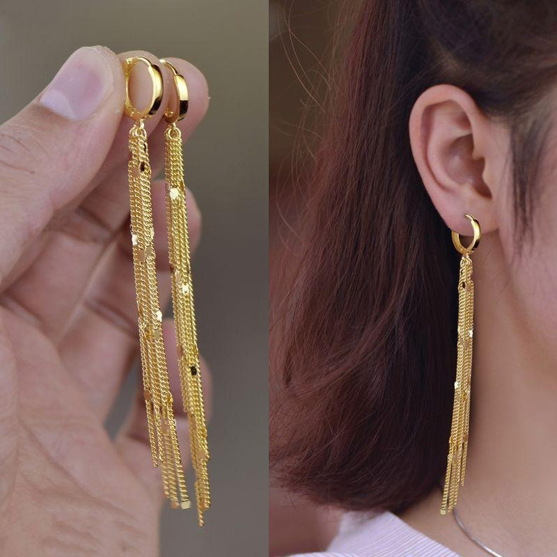 Đôi Khuyên Tai Tua Rua Bằng Thép Không Gỉ Thời Trang Hàn Quốc Cho Nữ