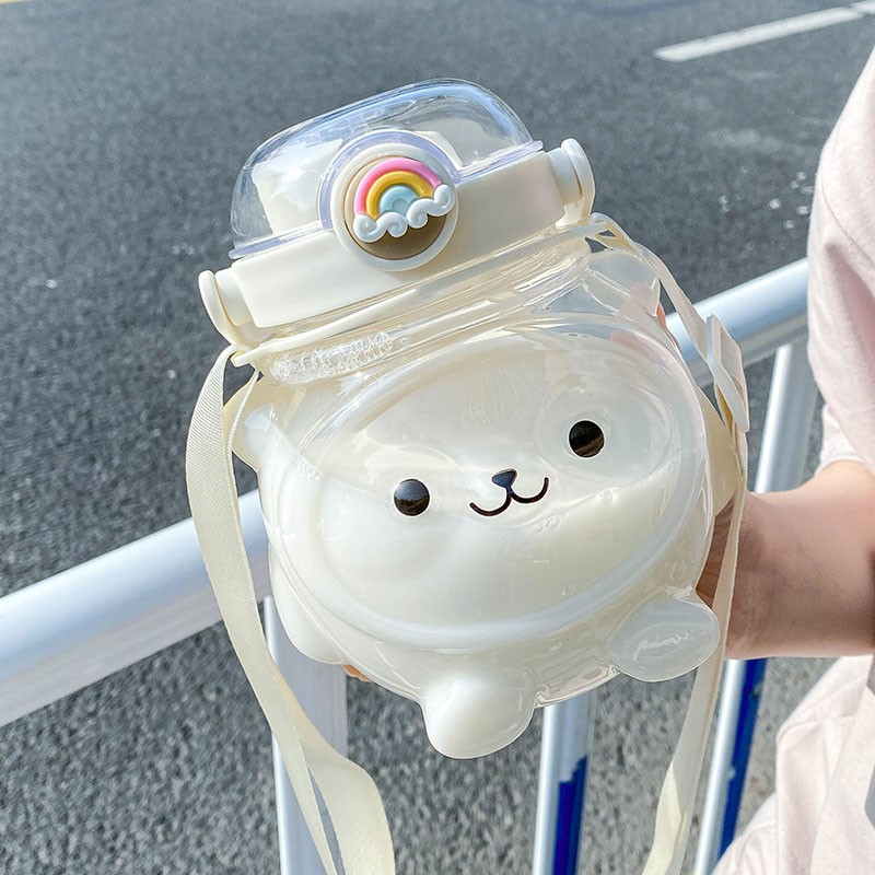 Best cook Bình Nước Lớn 1000Ml Tập Uống Di Động Hình Gấu Hoạt Có Dây Đeo Ống Hút Cho Mùa Hè cmman13.vn