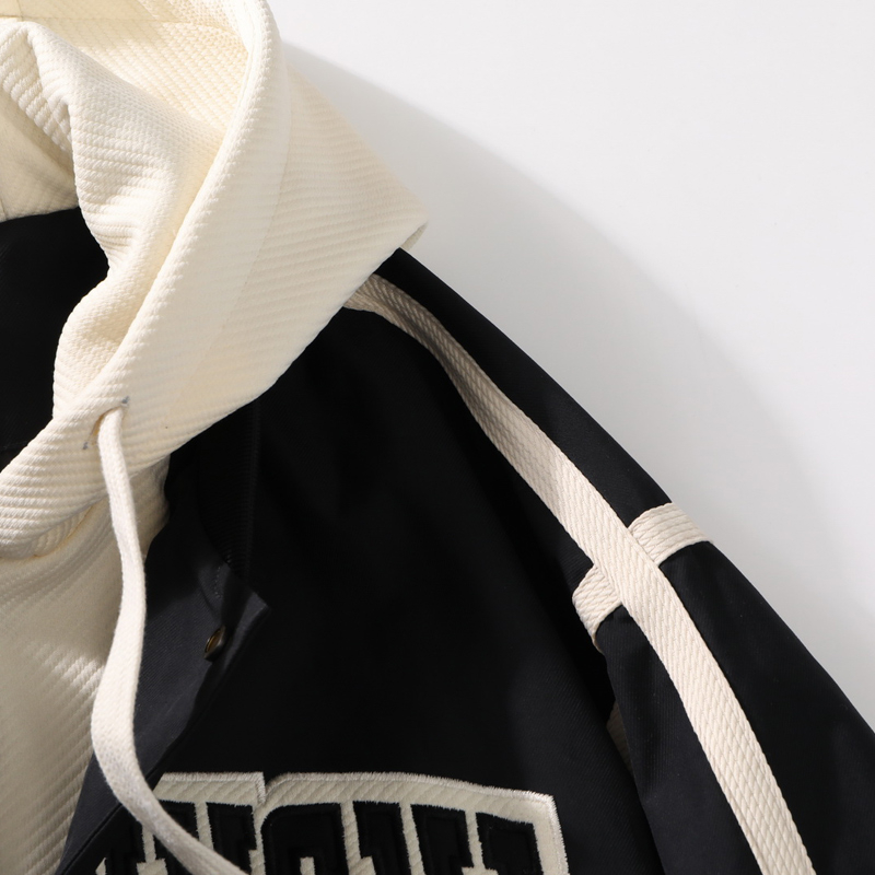 Voevoe Áo Khoác Bóng Chày Giả Hai Lớp Có Mũ Trùm Thời Trang Dành Cho Nam