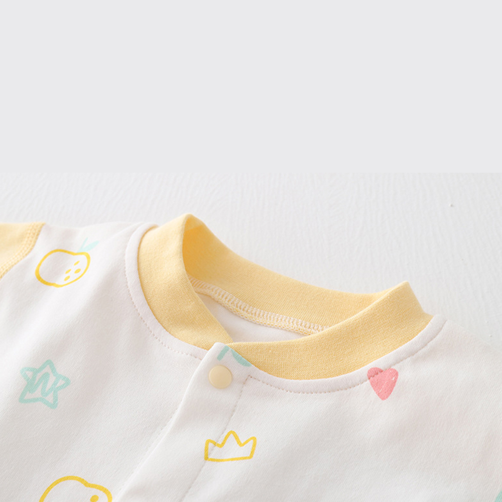 Áo Liền Quần Tay Dài Bằng cotton Tinh Khiết In Họa Tiết Hoạt Hình Dành Cho Bé Gái 0-2 Tuổi