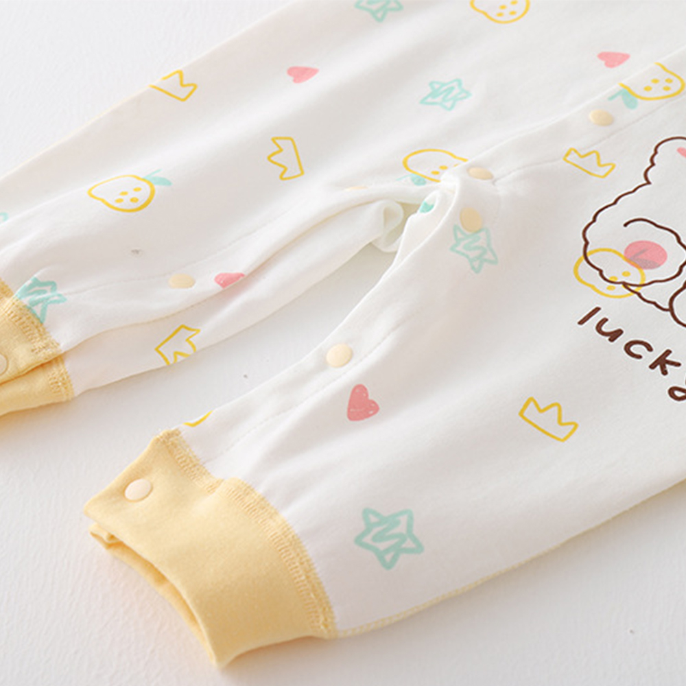 Áo Liền Quần Tay Dài Bằng cotton Tinh Khiết In Họa Tiết Hoạt Hình Dành Cho Bé Gái 0-2 Tuổi