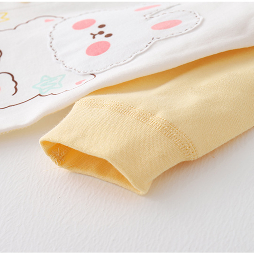 Áo Liền Quần Tay Dài Bằng cotton Tinh Khiết In Họa Tiết Hoạt Hình Dành Cho Bé Gái 0-2 Tuổi