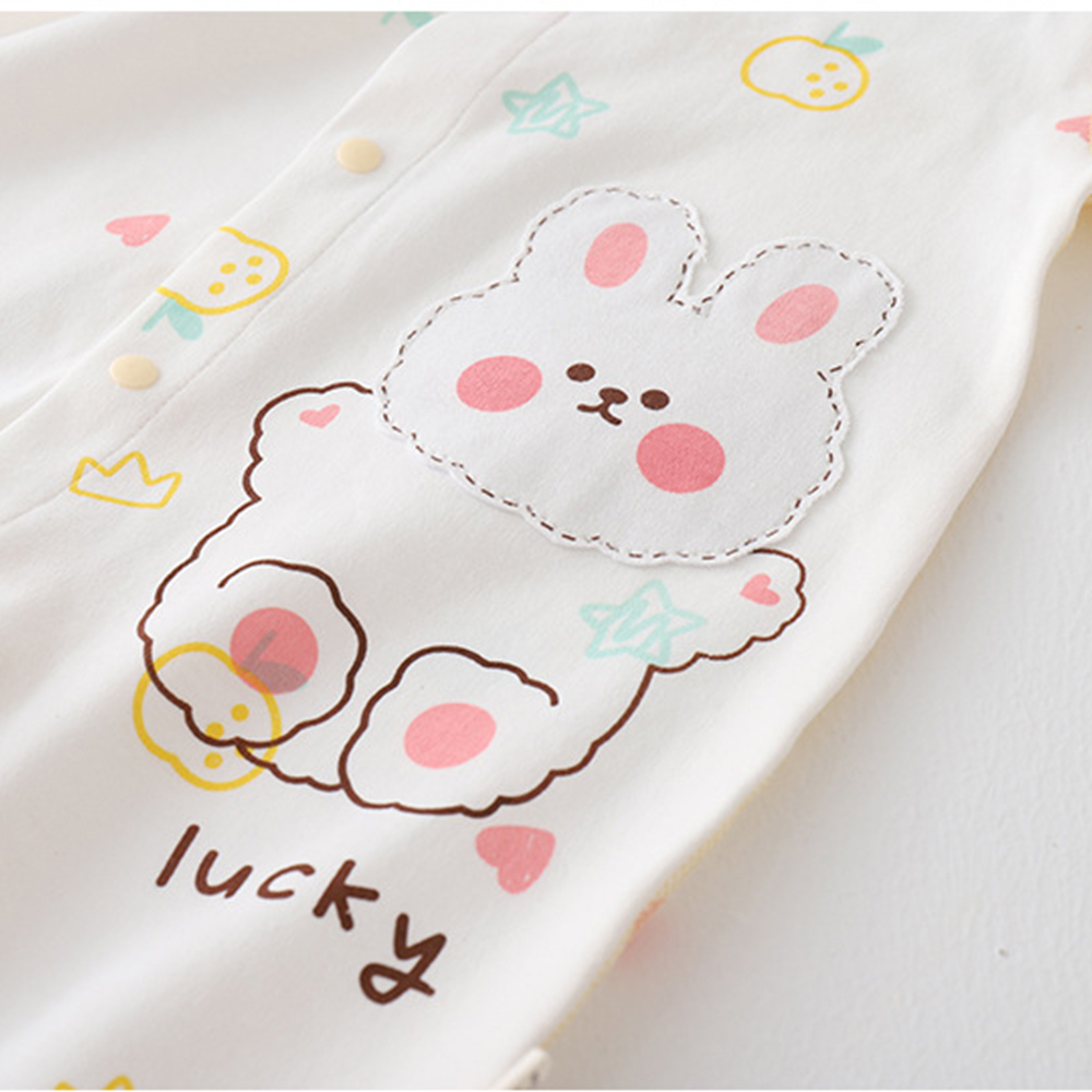 Áo Liền Quần Tay Dài Bằng cotton Tinh Khiết In Họa Tiết Hoạt Hình Dành Cho Bé Gái 0-2 Tuổi